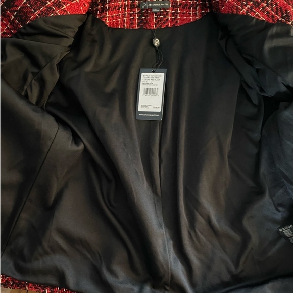 Adrianna Papell Red Black Tweed Jacket Gold and Black Buttons NWT Size L - Picture 6 of 14